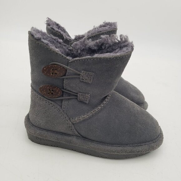Bearpaw Rosaline Toddler Girls' Gray Suede Leather Warm Winter Boots Size 8 - Picture 7 of 13